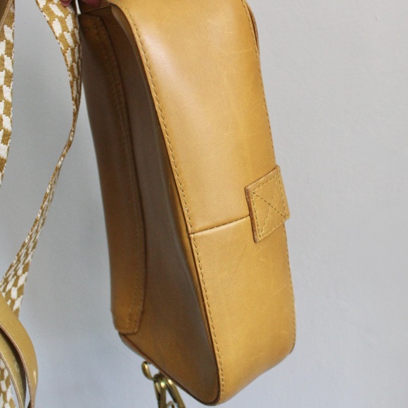 Madewell The Transport Flap Shoulder Bag Yellow Checkerboard Webbing Strap NWT - Picture 6 of 8